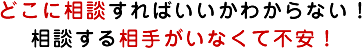 どこに相談すればいいかわからない！相談する相手がいなくて不安！